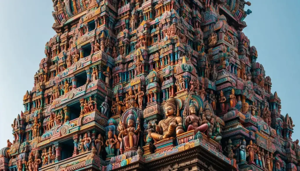 Meenakshi Amman Temple, Madurai, intricate carvings, Tamil Nadu