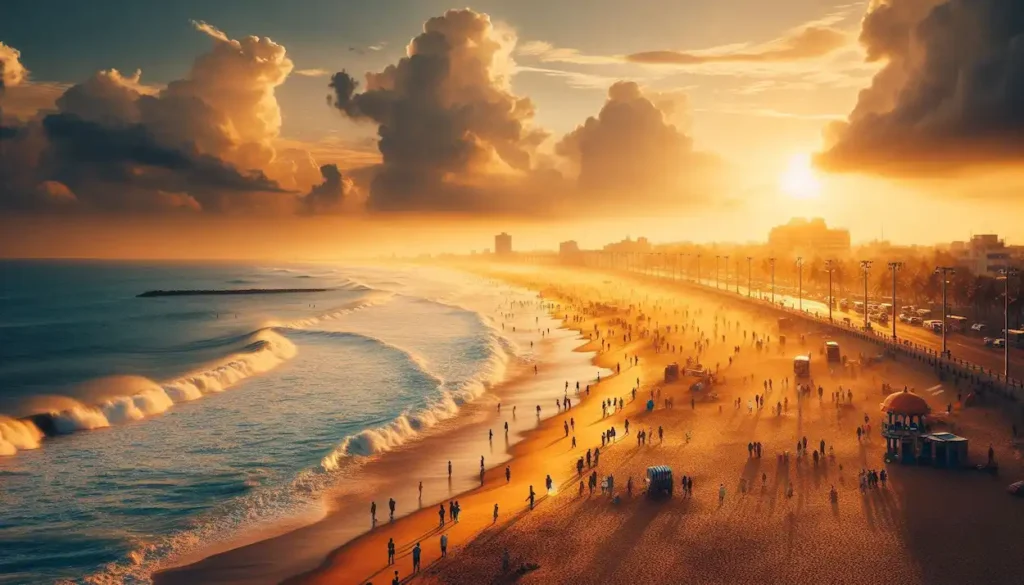 Sunrise at Marina Beach, Chennai, Tamil Nadu coast