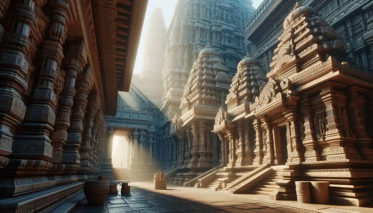 Ancient Hindu temple in Andhra Pradesh with intricate carvings