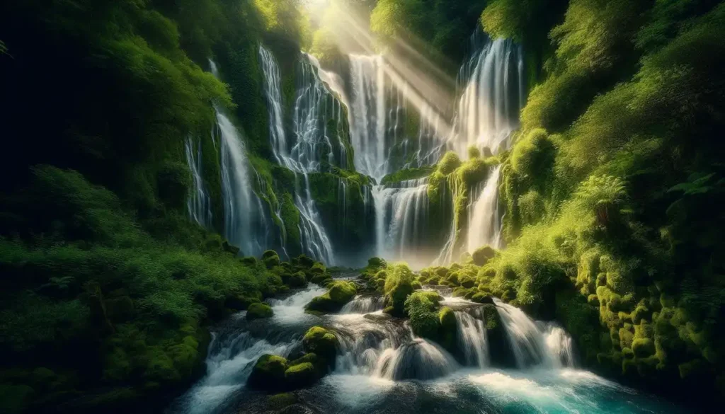 Katiki Waterfalls cascading down a mossy cliffside in Araku Valley.