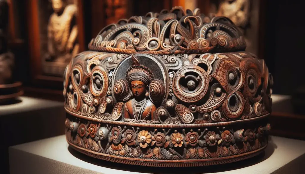 Close-up of a tribal artifact in the Araku Valley Tribal Museum