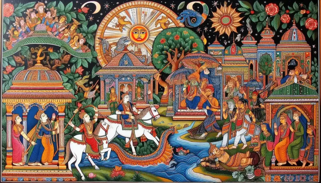 Vibrant Pattachitra painting from Raghurajpur, Tamil Nadu, India