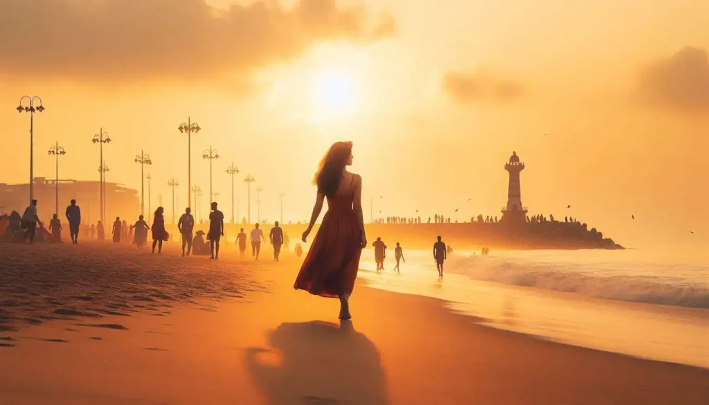 Sunrise at Marina Beach, Chennai, Tamil Nadu coast