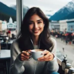 Woman at cafe in Whitehorse.