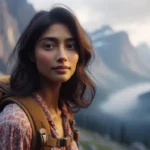 An Indo-American woman hiking in Nahanni National Park Reserve