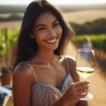 Indo-American woman enjoying wine in Hunter Valley