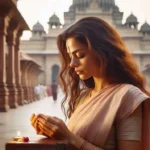 woman praying at Ram Janmabhoomi temple, Ayodhya